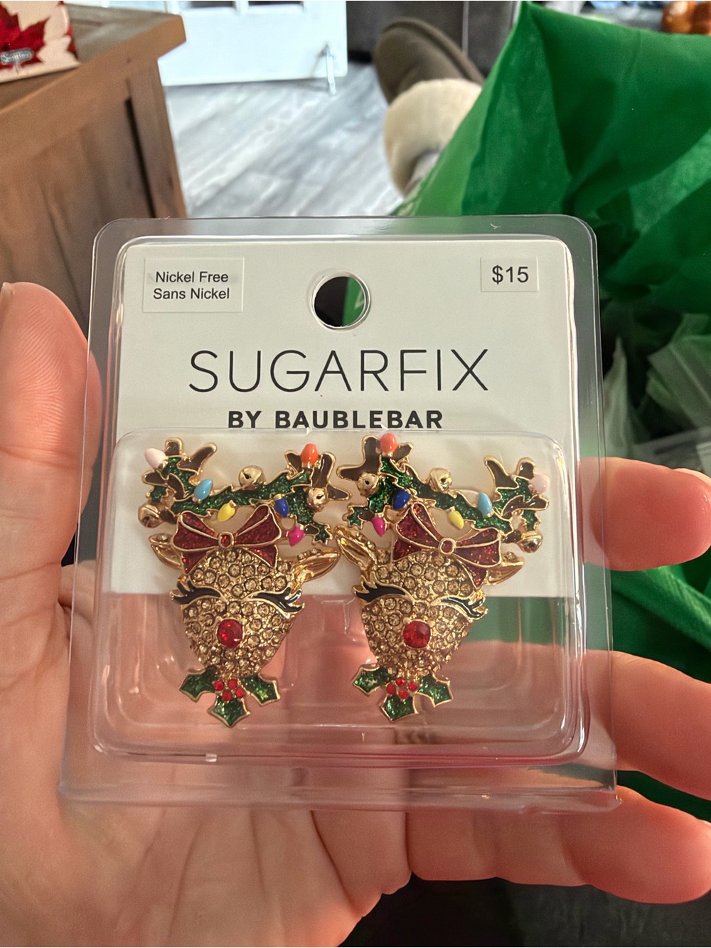 4/$50 rhinestone reindeer stud earrings NWT